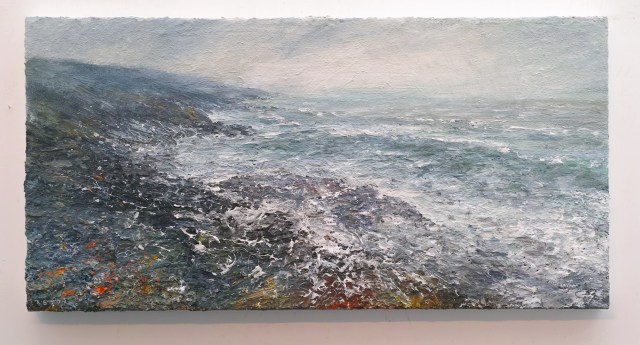 100x50cm Mixed Media on Canvas Storm, Towards Hor Point, Zennor Head, Cornwall £1200
