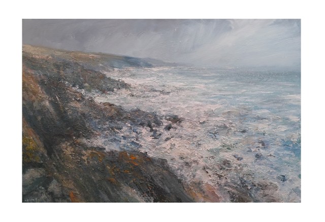 150x100cm Mixed Media on Canvas Approaching Storm Towards Zennor Head Cornwall £2750.