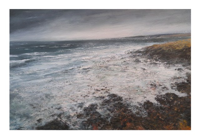 120cm x 80cm Breakers at Low Water, Clodgy Point, St Ives £1960.JPG
