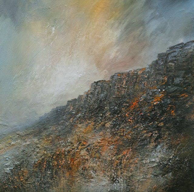 Evening Thaw Stanage Edge 100cm x 100cm Mixed Media on Canvas.jpg