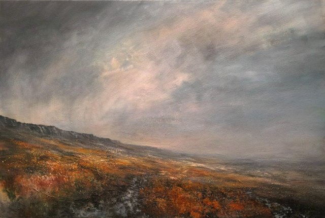 Sun Breaking Through Above Stanage Edge 150cm x 100cm Mixed media on Canvas.jpg