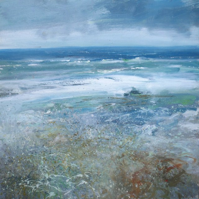 40cmx40cm Breaking Wave Porthcurno Beach Cornwall £575.JPG